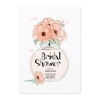 Bridal Shower Perfume Bottle with flowers Invitations