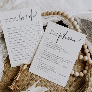 Bridal Shower Phone Game & Know the Bride Invitations