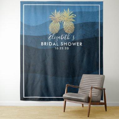 Bridal Shower Photo Backdrop Gold Pineapple Couple