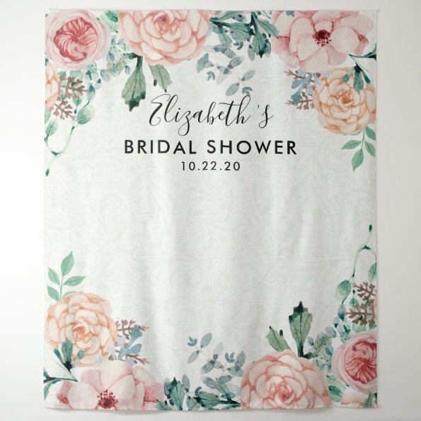 Bridal Shower Photo Backdrop Watercolor Flowers