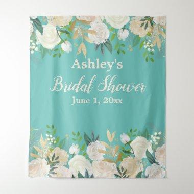 Bridal Shower Photo Booth Backdrop Turquoise Gold