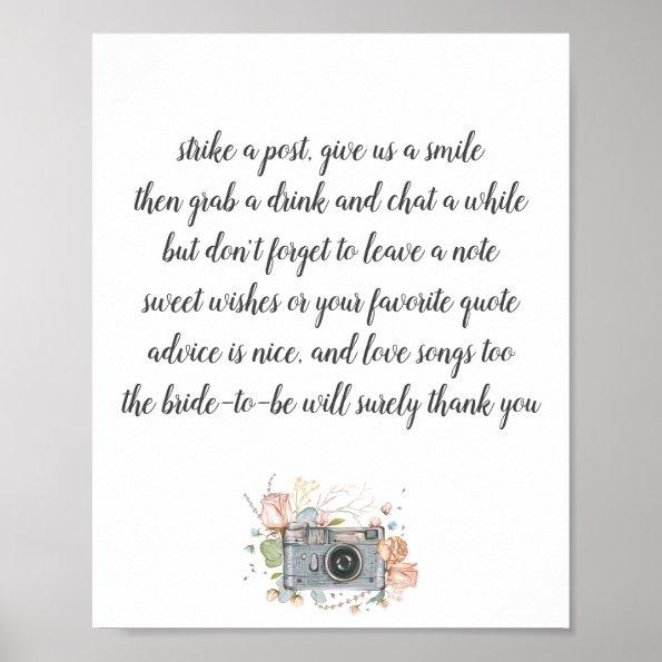 Bridal shower photo booth guest book poster