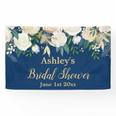 Bridal Shower Photo Booth Navy & Gold Floral Prop Banner