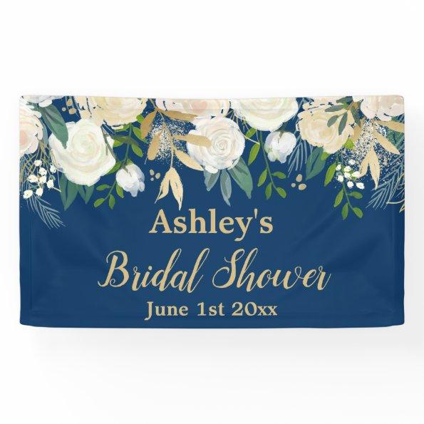 Photo Booth Navy & Gold Floral Prop Banner