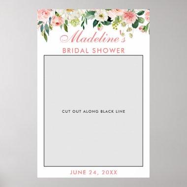 Bridal Shower Photo Booth Prop | Pink White Floral Poster