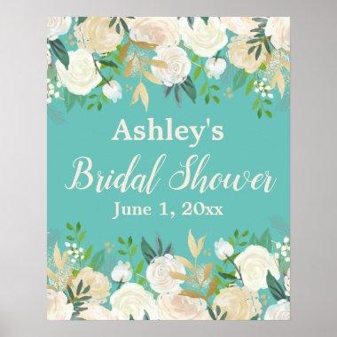 Bridal Shower Photo Prop Turquoise Gold Poster