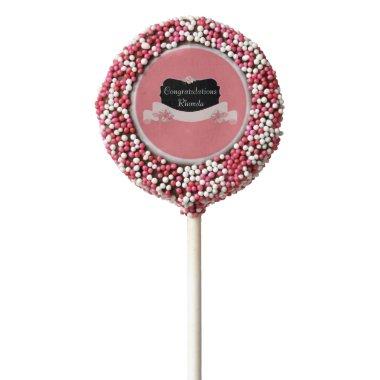 Bridal Shower Pink and Black Floral Chocolate Covered Oreo Pop