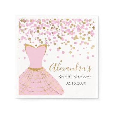 Bridal Shower Pink and Gold Foil Dress Napkins