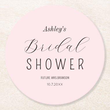 Bridal Shower Pink Black Chic Coaster