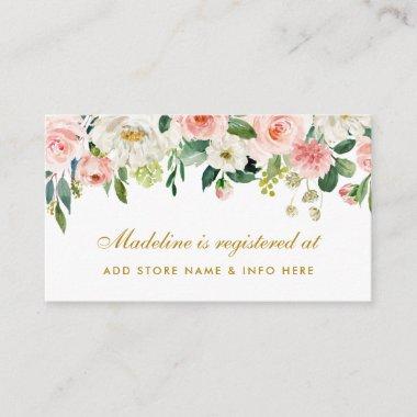Bridal Shower Pink Blush Gold Registry Insert Card
