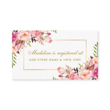 Bridal Shower Pink Blush Gold Registry Insert Card