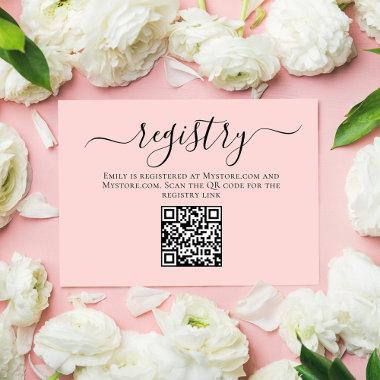 Bridal Shower Pink Calligraphy Script Registry Enclosure Invitations