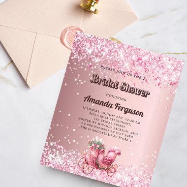 Bridal Shower pink carriage budget Invitations