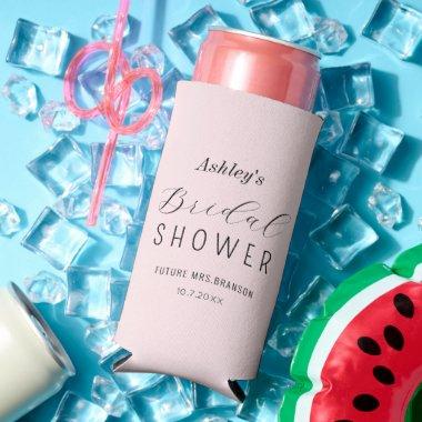 Bridal Shower Pink Chic Minimalist Seltzer Can Cooler