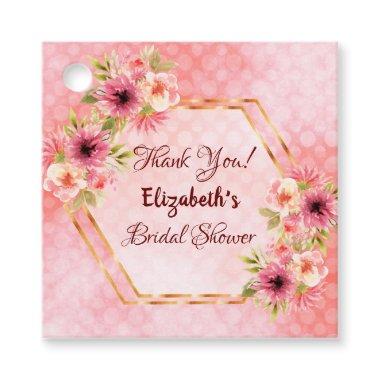 Bridal shower pink floral geo Thank you Favor Tags