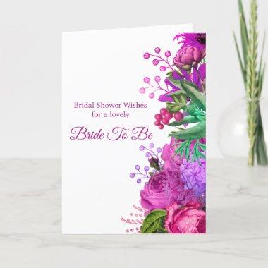 Bridal Shower Pink Floral Purple Watercolor Invitations