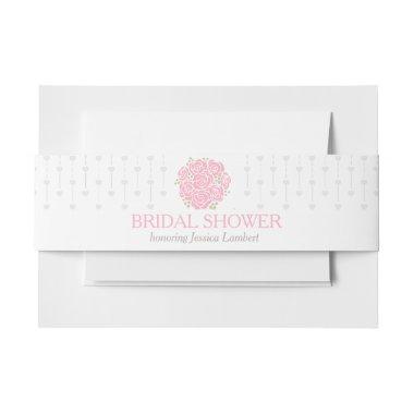 Bridal shower pink flowers grey heart belly band