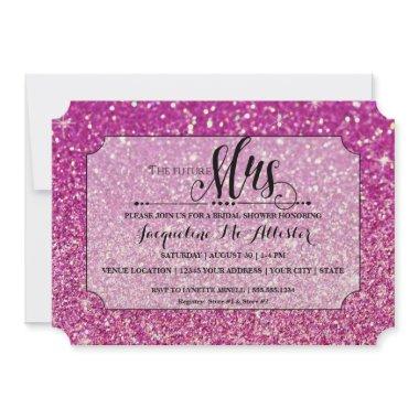 Pink Glitter Future Mrs. Ticket Fab