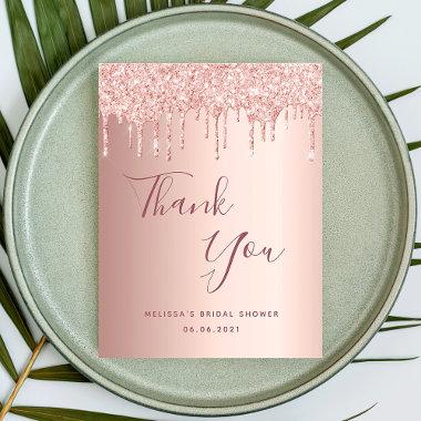 Bridal Shower pink glitter rose gold thank you PostInvitations