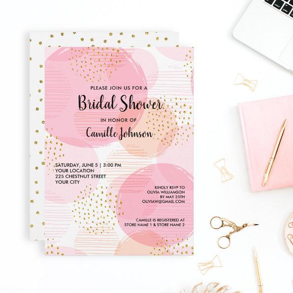 Bridal Shower Pink Gold Glitter Chic Modern Fun Invitations