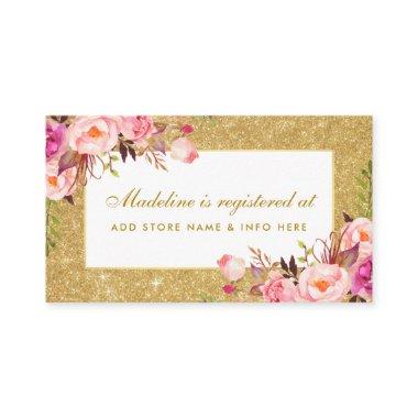 Bridal Shower Pink Gold Glitter Registry Insert