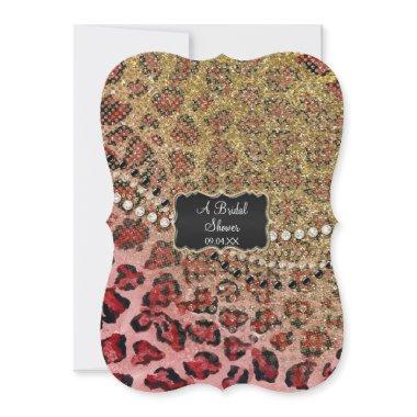 Bridal Shower Pink Gold Leopard Animal Print Invitations