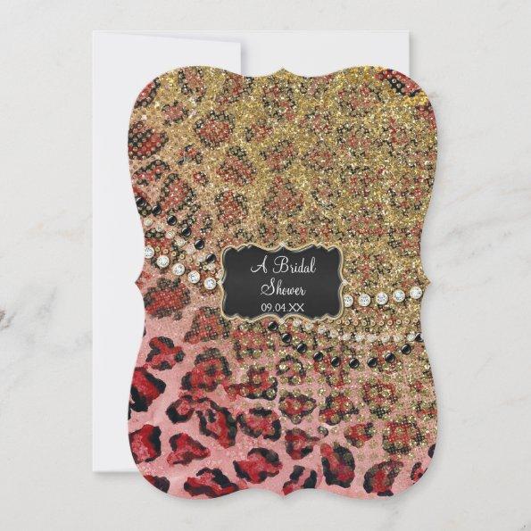 Bridal Shower Pink Gold Leopard Animal Print Invitations