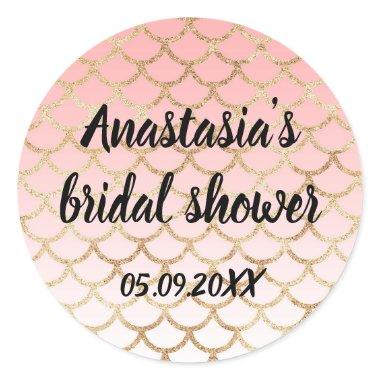 Pink & Gold Mermaid Glitter Sparkles Classic Round Sticker