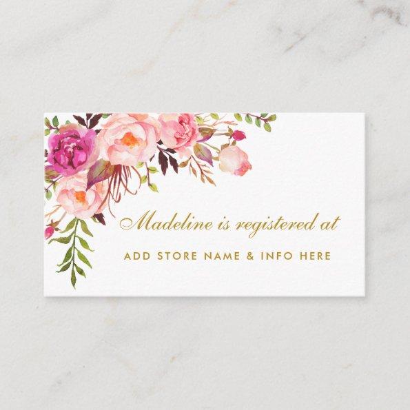 Bridal Shower Pink Gold Registry Insert Card