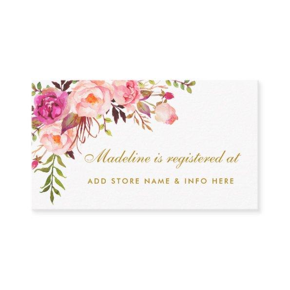 Bridal Shower Pink Gold Registry Insert Card