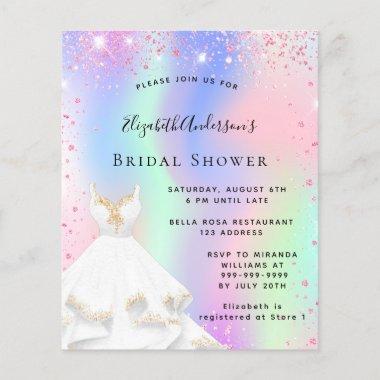 Bridal Shower pink holographic dress Invitations