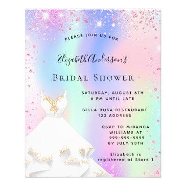 Bridal Shower pink holographic dress Invitations Flyer