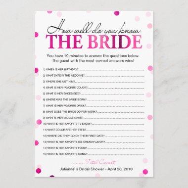 Bridal Shower Pink How Well Do You Know The Bride Invitations