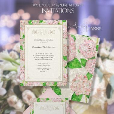 Bridal Shower Pink Hydrangea Lace Floral Formal Invitations