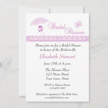 Bridal Shower Pink Lace Invitations