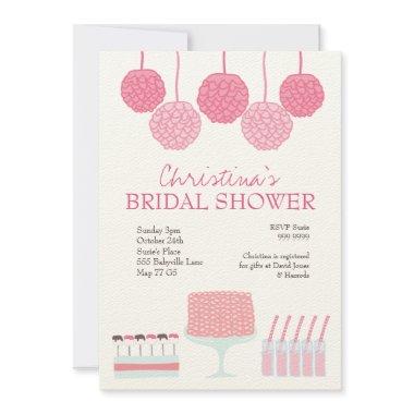 Bridal Shower Pink Party Ruffle Cake Invite