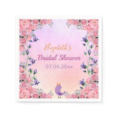 Bridal Shower pink purple garden tea party name Napkins