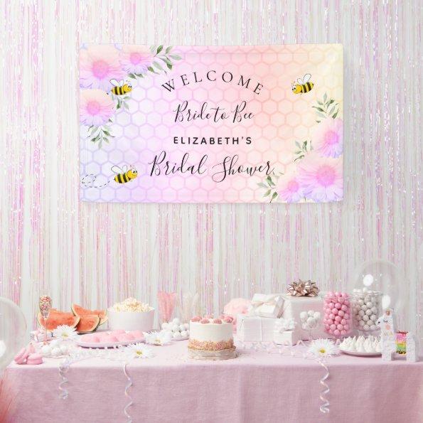 Bridal shower pink rainbow greenery bride to bee banner