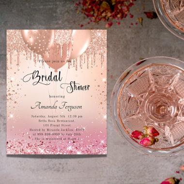 Bridal Shower pink rose gold budget Invitations Flyer