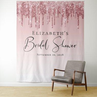 Bridal Shower Pink Rose Gold Glitter Tapestry