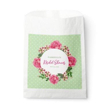 Bridal Shower Pink Rose Red Petunia Polka Dots Favor Bag
