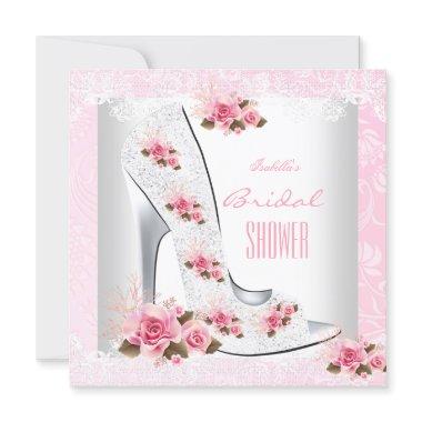 Pink Rose White Lace Hi Heel