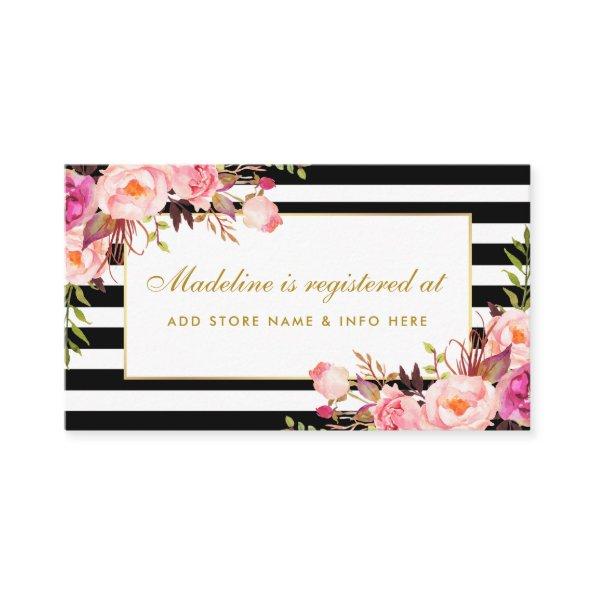 Bridal Shower Pink Striped Registry Insert Card