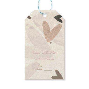 Bridal Shower Pink & Taupe Hearts Chic Favor Gift Tags