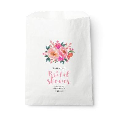 Pink Watercolor Bouquet Thank You Favor Bag