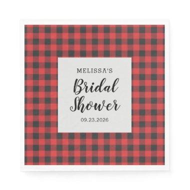 Bridal Shower Plaid Black Red Buffalo Lumberjack Napkins