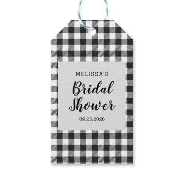 Bridal Shower Plaid Black White Gingham Gift Tags