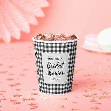 Bridal Shower Plaid Black White Gingham Paper Cups