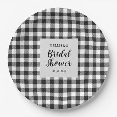 Bridal Shower Plaid Black White Gingham Paper Plates