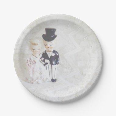 Bridal Shower Plates Cute Couple and Lace